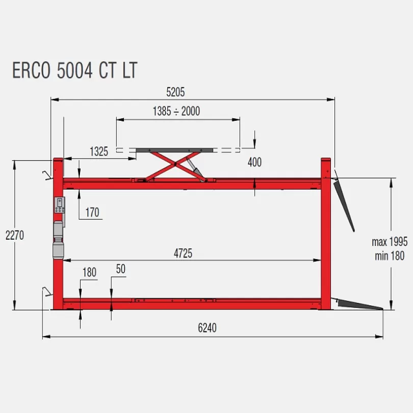 Cầu nâng 4 trụ cho kiểm tra góc đặt bánh xe Corghi