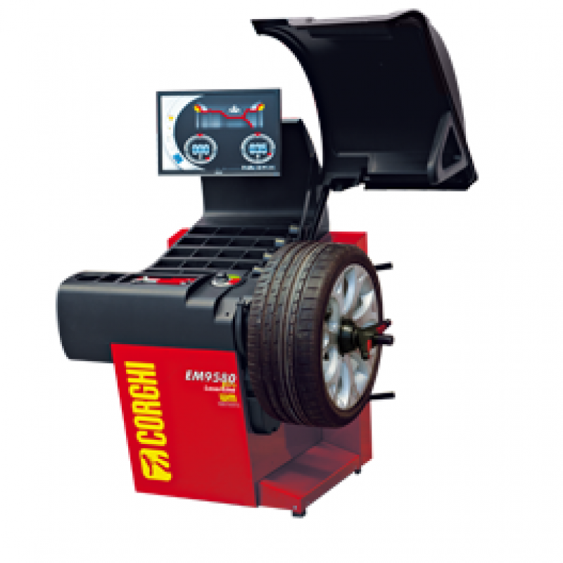 Máy cân bằng lốp xe con, màn hình LCD (Gồm cảm biến độ rộng - màu đỏ)