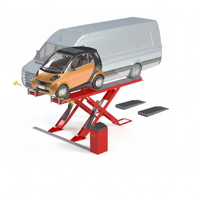 Cầu nâng cắt kéo kiểm tra góc đặt bánh xe 4.3 tấn, Lắp nổi, 3 pha, màu đỏ (chưa bao gồm đĩa lái và bộ phụ kiện)