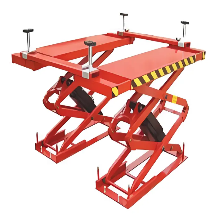 Cầu nâng cắt kéo nâng bụng 3 tấn (3 pha, màu đỏ RAL 3001, có phụ kiện SUV).