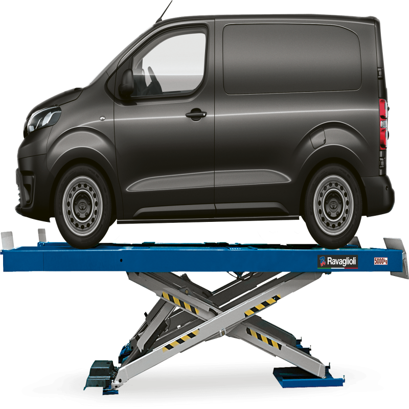 Cầu nâng cắt kéo 5 tấn, lắp chìm sàn (3 pha, màu xanh RAL 5015)